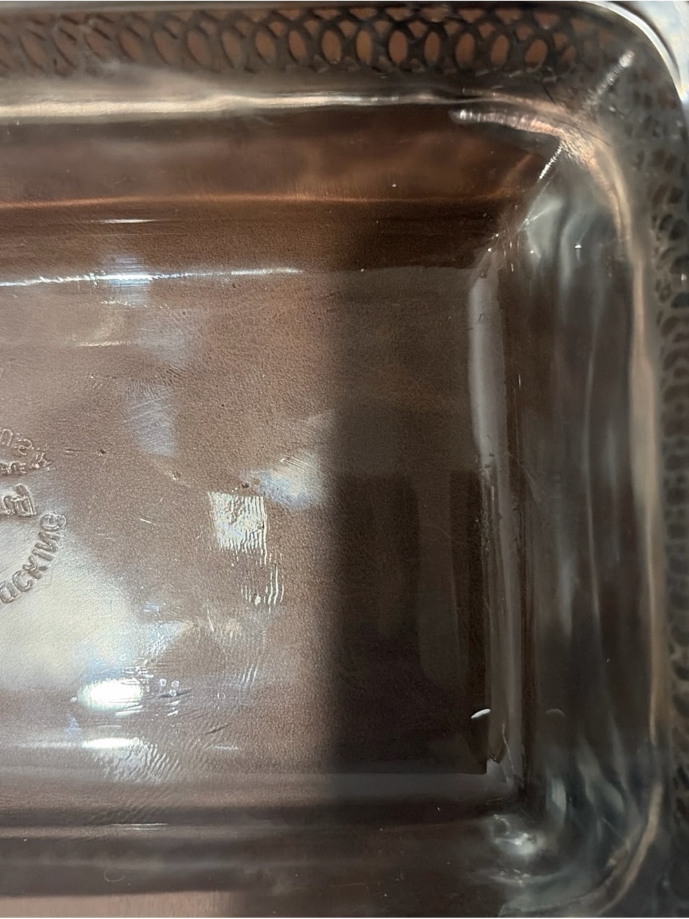 Vintage silver-plated Footed stand. Anchor Hocking Fire King casserole dish 409 - Picture 7 of 11